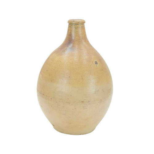 718 - An 18th century salt glazed stoneware jar. Possibly London, with a grooved handle, height 41cm.
