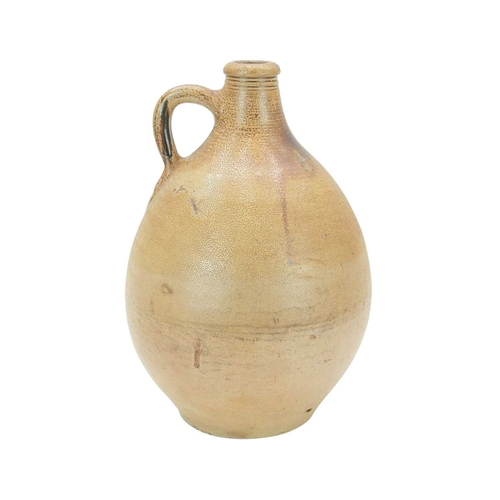 718 - An 18th century salt glazed stoneware jar. Possibly London, with a grooved handle, height 41cm.
