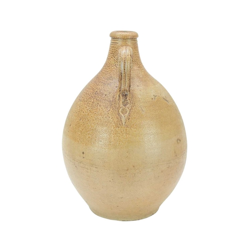 718 - An 18th century salt glazed stoneware jar. Possibly London, with a grooved handle, height 41cm.