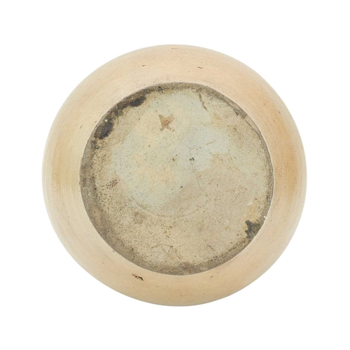 718 - An 18th century salt glazed stoneware jar. Possibly London, with a grooved handle, height 41cm.
