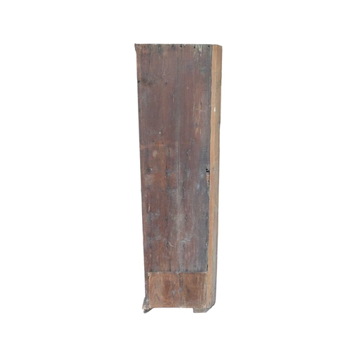 738 - A 19th century painted pine floor standing corner cupboard. With a shaped cornice above an arched pa... 