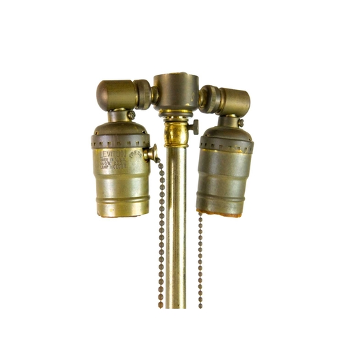 746 - A pair of heavy brass table lamps of Corinthian column form. With adjustable fittings for two bulbs.... 