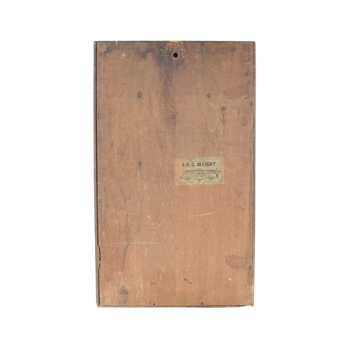 764 - An American 19th century rosewood wall clock. Labelled for the Waterbury Clock Co, with a glazed doo... 