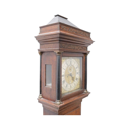769 - An eight-day oak longcase clock by Jer Berry N Petherton. With a blind fret carved caddy top, the 30... 