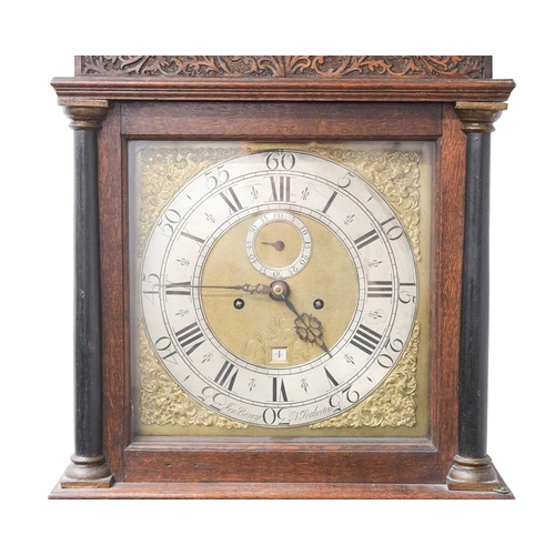 769 - An eight-day oak longcase clock by Jer Berry N Petherton. With a blind fret carved caddy top, the 30... 