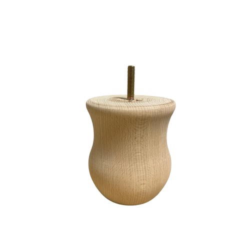 278 - 100 VASE SHAPED LEGS IN RAW BEECH, 100MM H, 87MM W, M8 FIX