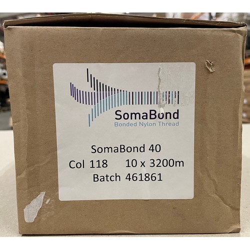 192 - 10 SPOOLS OF M40 SOMABOND SEWING THREAD IDEAL FOR USE ON LEATHER UPHOLSTERY FABRICS.
(3200M PER SPOO... 