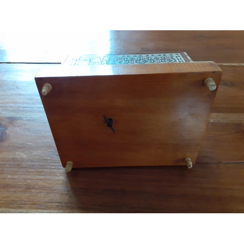 206 - Wooden Highly Decorative Musical Cigarette Storage Box, Wind Up from Bottom - Working Order