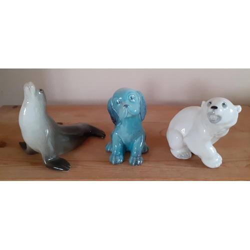 30 - Three Ceramic Animals One Beswick Two Made In The USSR