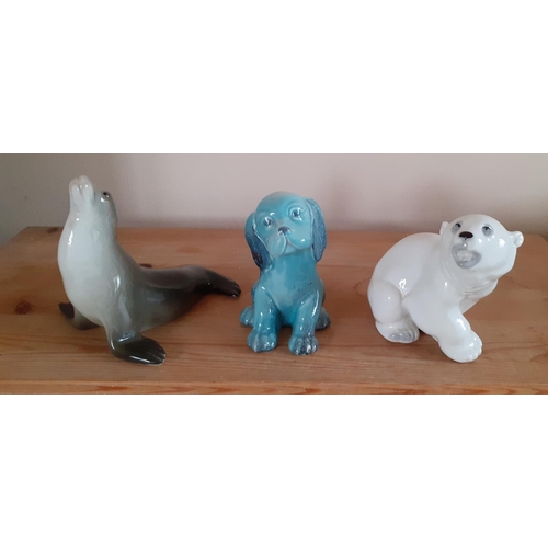 30 - Three Ceramic Animals One Beswick Two Made In The USSR