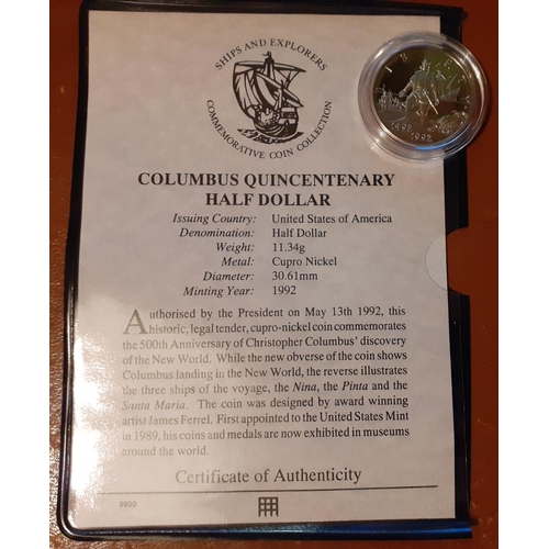 243 - 1992Half Dollar Coin - Cupro Nickel - Columbus Quincentenary Half Dollar