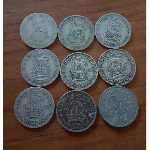 262 - 9 Early Shilling Coins Dated between 1920 and 1948