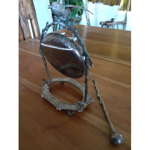 285 - Silver Plated Dinner Gong with Bird. Striker included