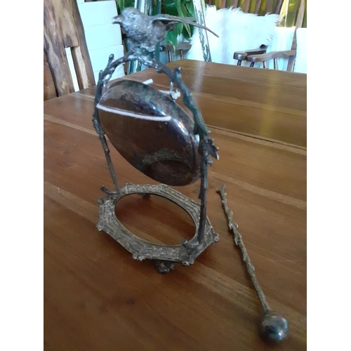 285 - Silver Plated Dinner Gong with Bird. Striker included