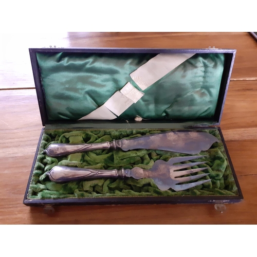 288 - Jean Meuwsen, Dusseldorf, Germany Fork and Knife Set. Possibly Silver however no markings