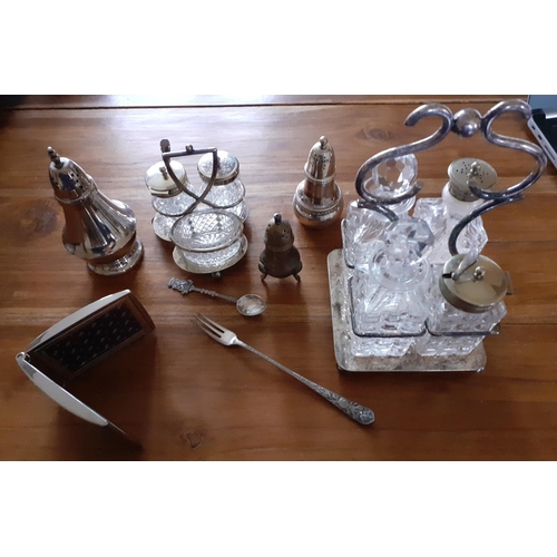 290 - Silver Plated Cruet Decanter Set Plus other Plated Items