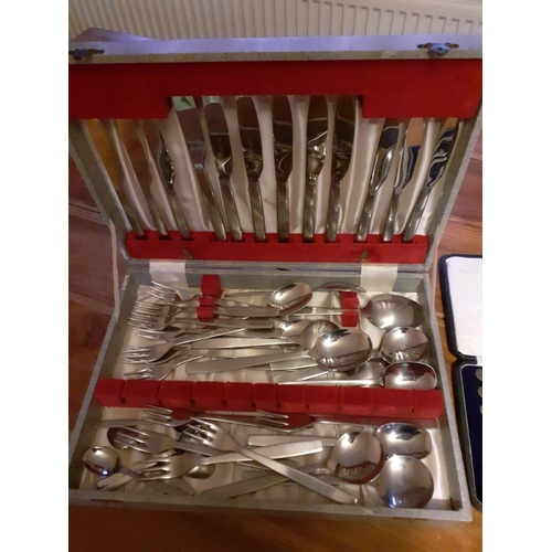 295 - Two Cases of Cutlery. Knife Set has Hallmarked Silver Handles