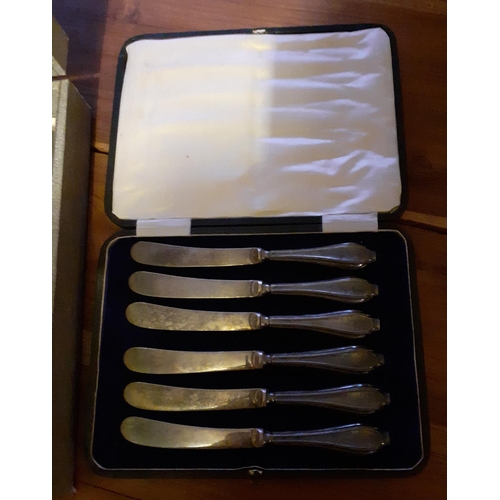 295 - Two Cases of Cutlery. Knife Set has Hallmarked Silver Handles