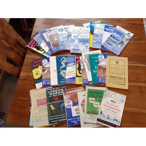 90 - Athletics Programmes. Great Britain International Events  plus others. Mainly from the 1950's