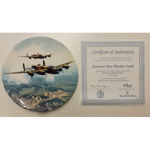 301 - Four x Royal Doulton Spitfire And Lancaster Bomber Commemorative Plates With Certificates