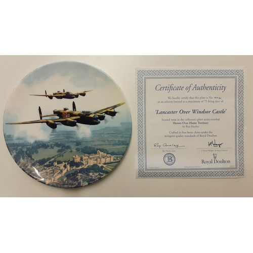 301 - Four x Royal Doulton Spitfire And Lancaster Bomber Commemorative Plates With Certificates