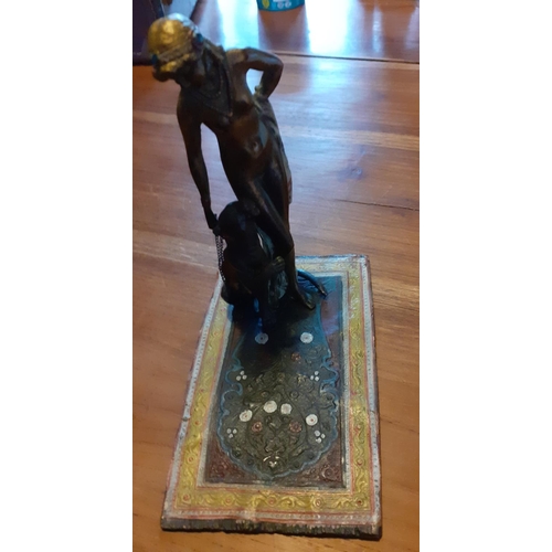 317 - Franz Bergman Bronze - Nude with Panther including Chain. Signature on reverse. 16cm Tall. Base meas... 