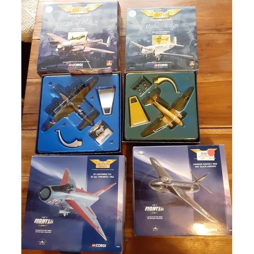 110 - 4 x Large Corgi Die Cast Aeroplanes in Boxes - Military Themed