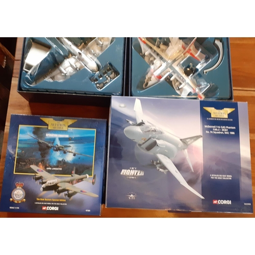 111 - Four Large Corgi Die Cast Aeroplanes in Boxes  - Military Theme