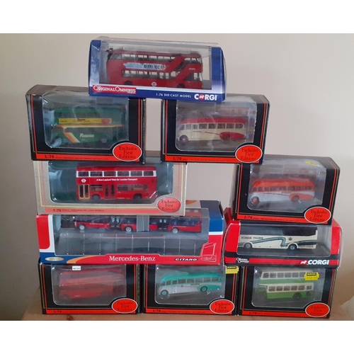 127 - Ten Mixed Manufacturer Die Cast Buses in Boxes