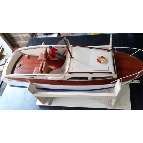 139 - Model Wooden Boat on Stand