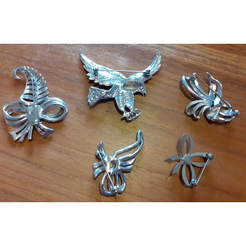 343 - Marcasite Brooches x 5