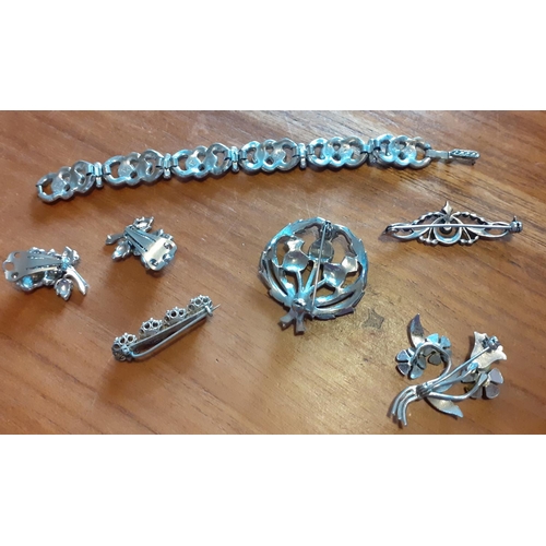 345 - Collection of Marcasite Brooches and Bracelet