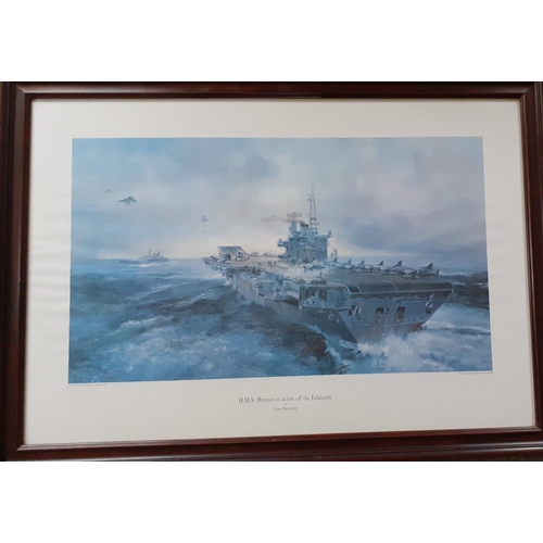 158 - Large Framed Print - HMS Hermes - In Action Off The Falklands - John Heseltine

94cm x 67cm Approx