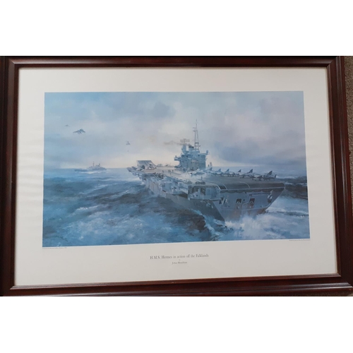 158 - Large Framed Print - HMS Hermes - In Action Off The Falklands - John Heseltine

94cm x 67cm Approx