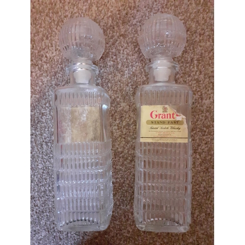 367 - Vintage Pair of Grants Whiskey Glass Decanters