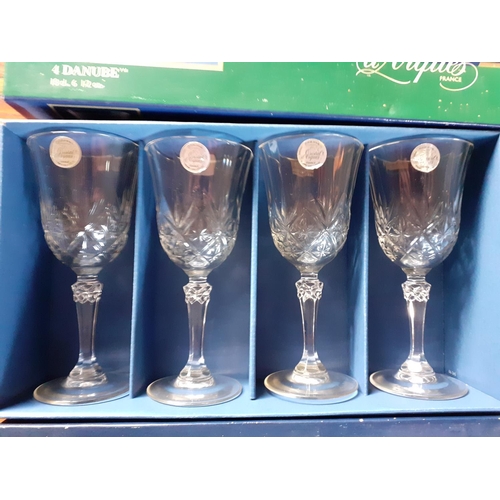 370 - Two Boxed Sets of Danube Crystal Wine Glasses