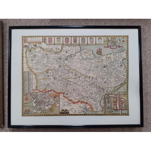 168 - Framed Vintage Framed Map of Kent and Medici Print 1928, Flemish 57