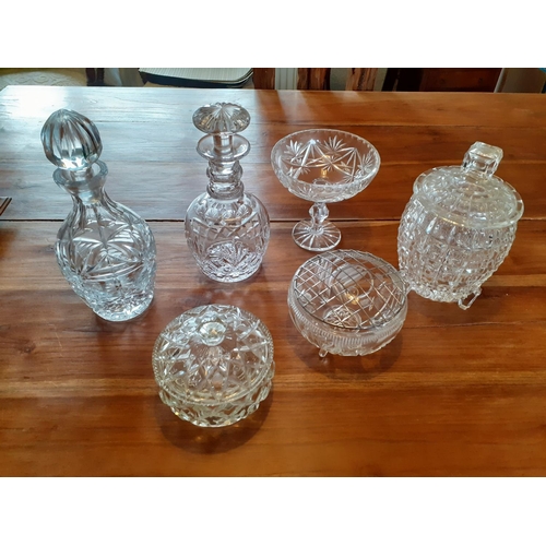 375 - Small Colelction of Glass Items, Decanters Biscuit and Flower Bowl