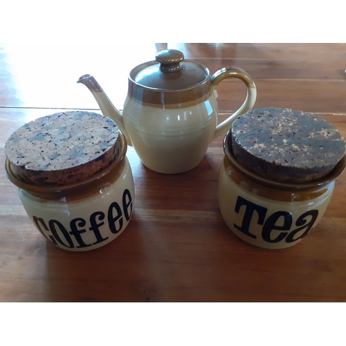 181 - T. G. Green Coffee & Tea Storage Jars with Tea Pot