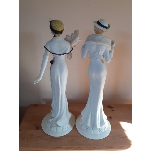 192 - Two Large Ceramic Lady Figurines  Height - 43 cm