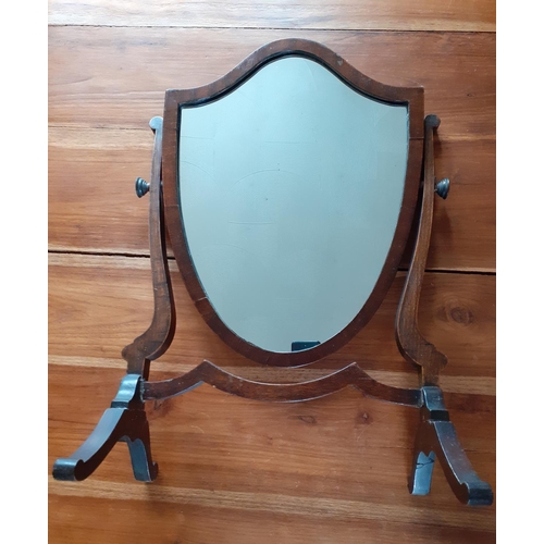 389 - Early Shield Type Wooden Framed Swing Mirror. Measures 22 Inches Tall x 14 Inches Wide approx.