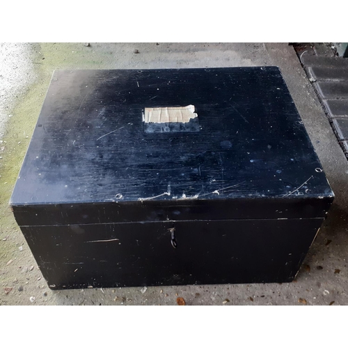 11 - Large Wooden Trunk Box with Lock and Key