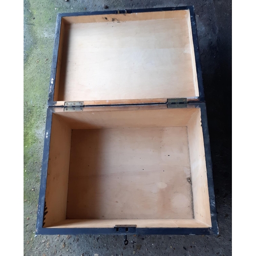 11 - Large Wooden Trunk Box with Lock and Key