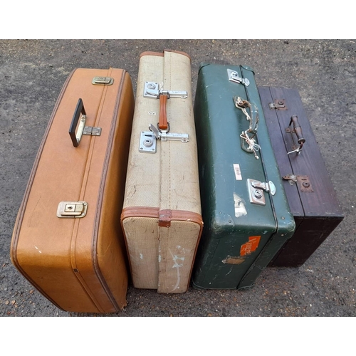 20 - Four Old Travel Cases, One Wood, Some with travel stickers