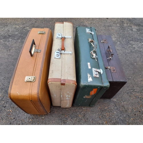 20 - Four Old Travel Cases, One Wood, Some with travel stickers