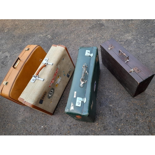 20 - Four Old Travel Cases, One Wood, Some with travel stickers