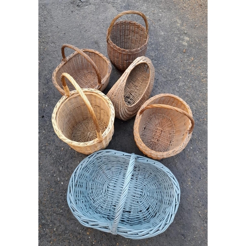 14 - Six Wicker Baskets. Various Shapes and Sizes