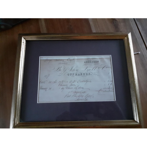 21 - John & Lyell & Co Gunmakers Framed Receipt - 30th October 1877 addressed to George Anderson Esq.;
