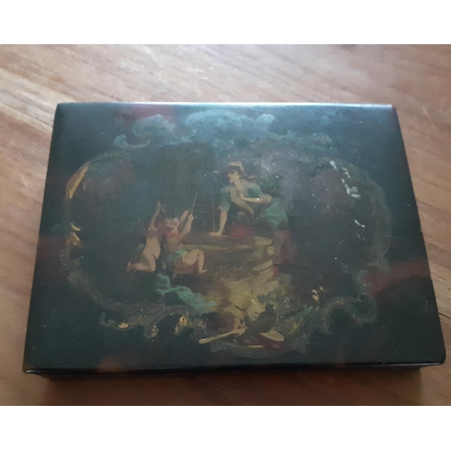 27 - Early Tortoiseshell Decorative Box. Multiple compartments inside. Box measures 13cm x 10cm