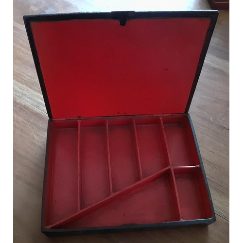 27 - Early Tortoiseshell Decorative Box. Multiple compartments inside. Box measures 13cm x 10cm